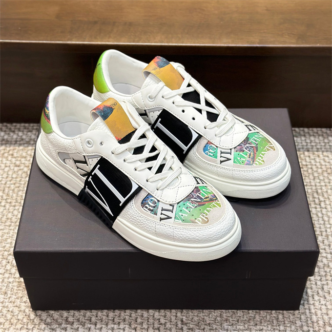 valentino garavani vltn printed webbing low-top sneakers
